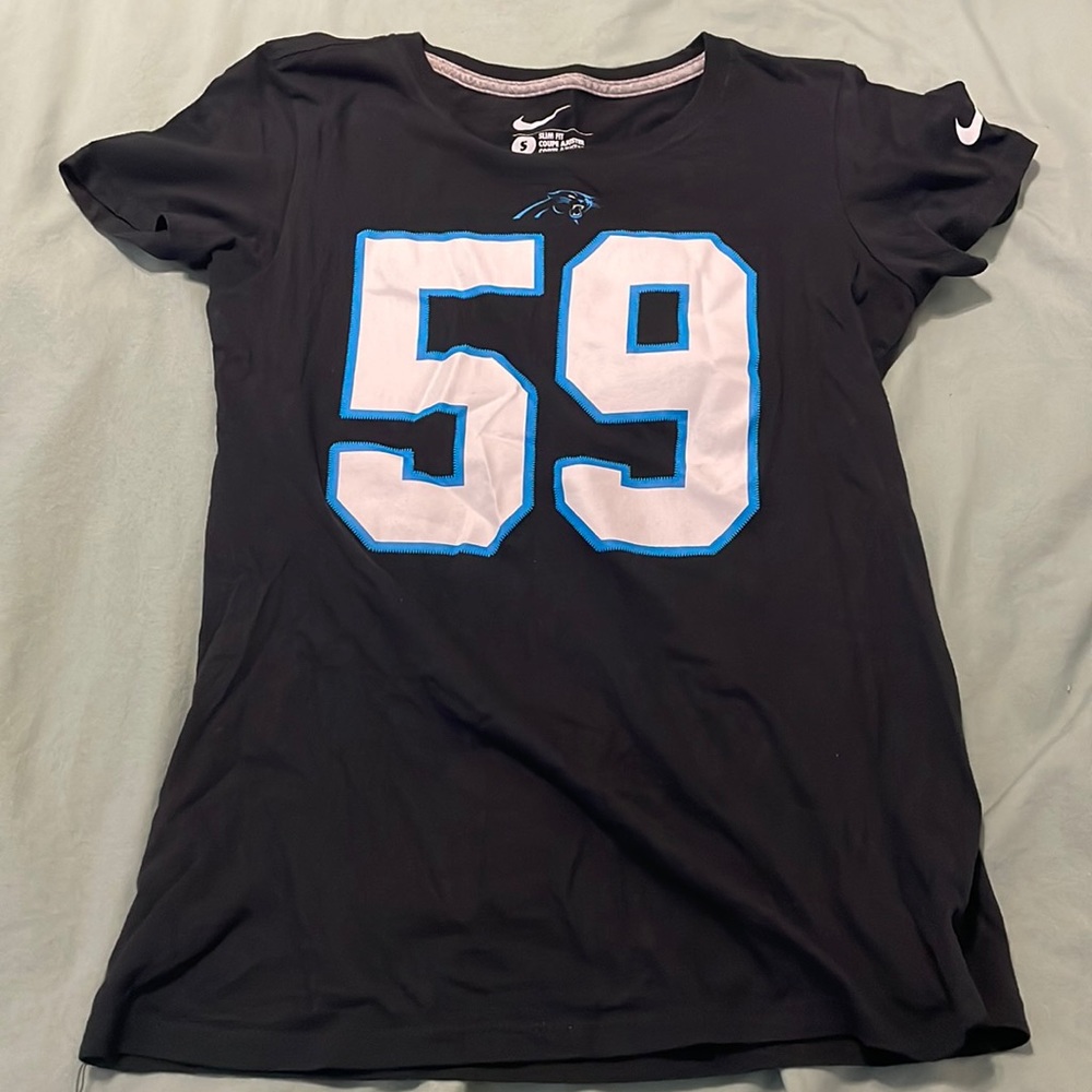 Nike slim fit black Luke Kuechly #59 tshirt size small